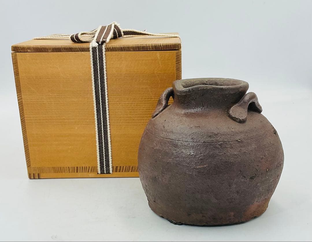 ★ 古越前焼　お歯黒壺　古備前　古丹波　古常滑　箱付【517】　★