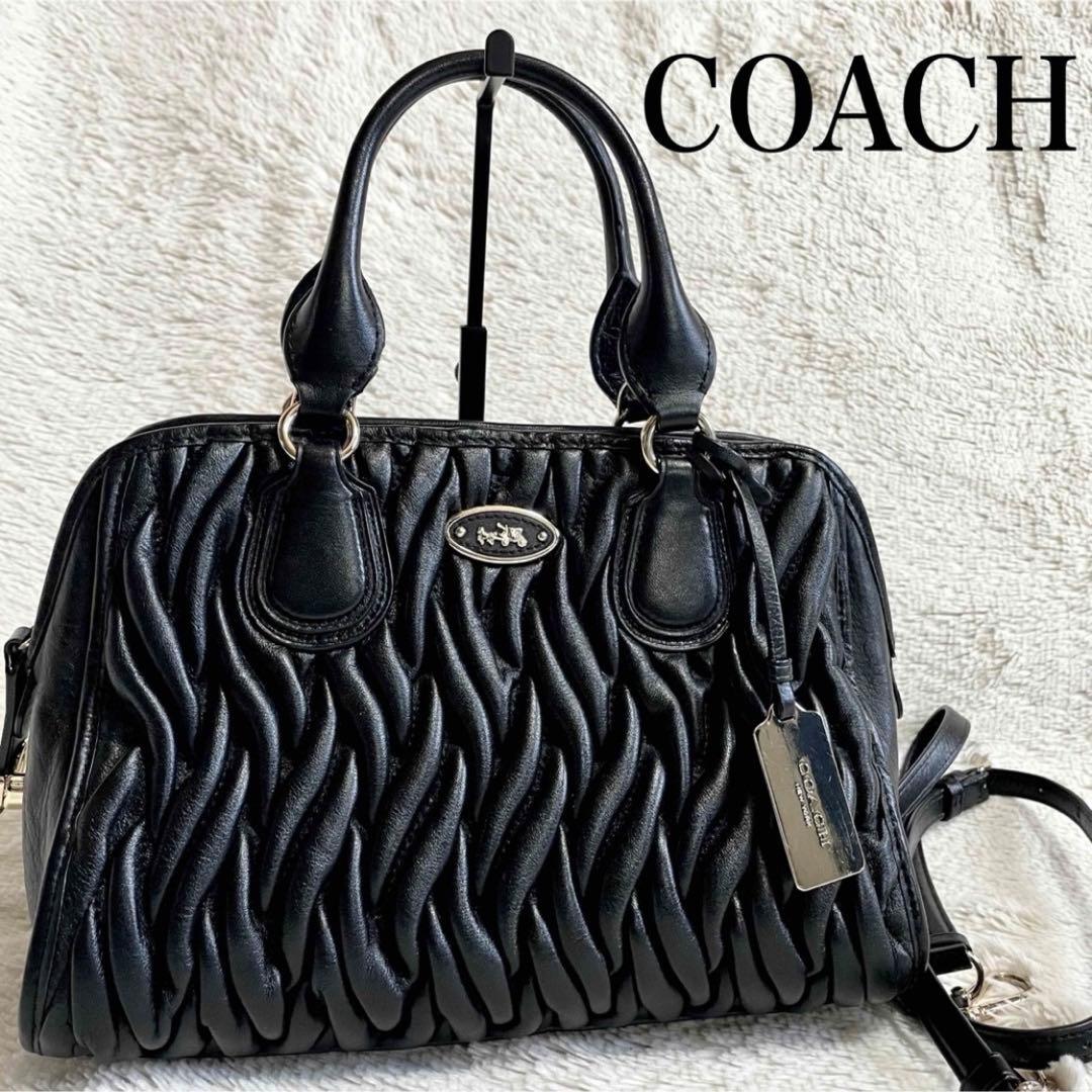 美品 COACH コーチ マディソン キルティング 2way ハンドバッグ 黒