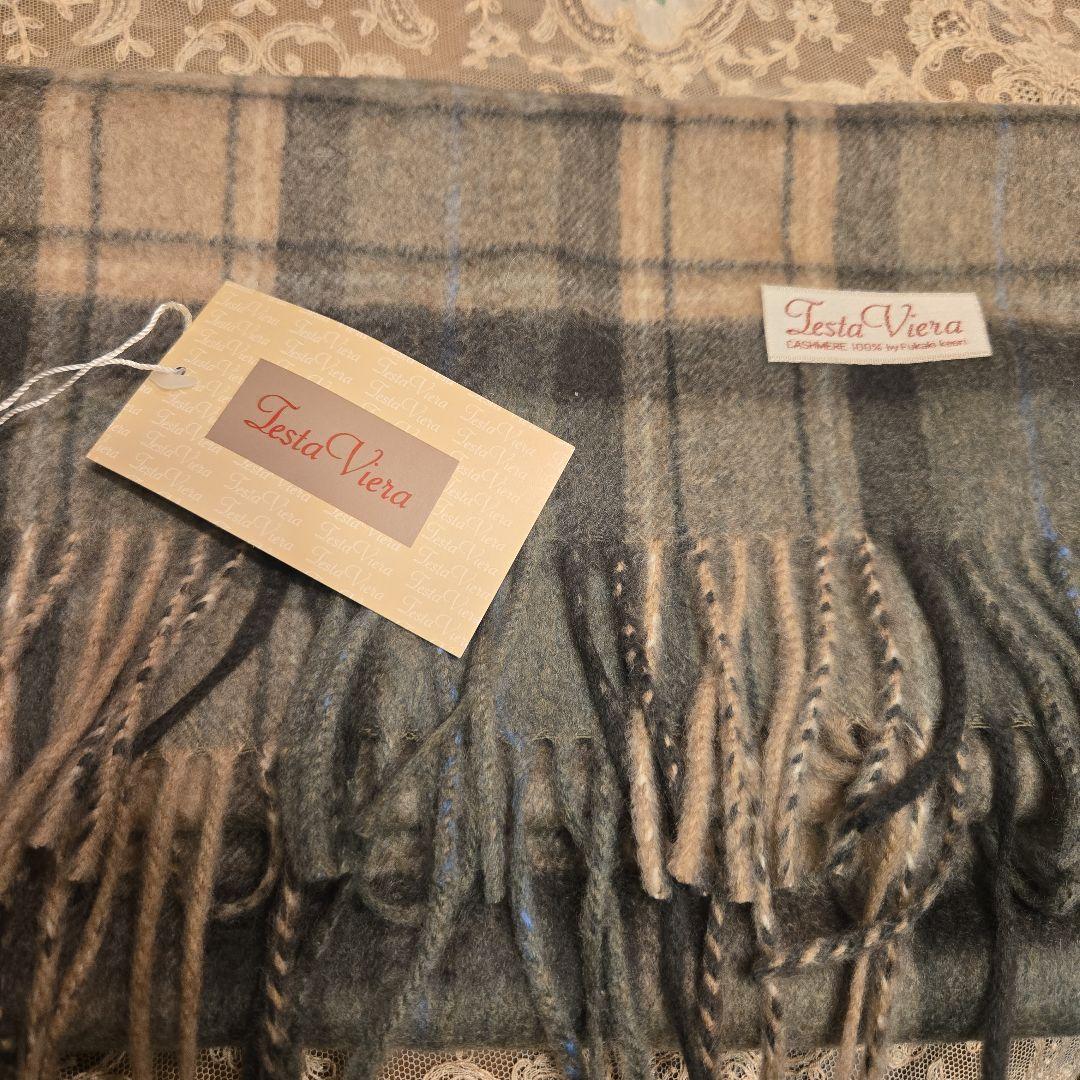 ご予約中深喜毛織 Testa Viera 最高級カシミヤ100% チェックマフラ