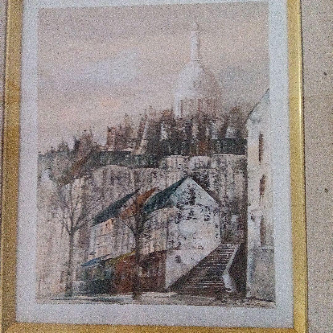 松下泰三【パリの街】油彩 油絵 絵画 　モンマルトル