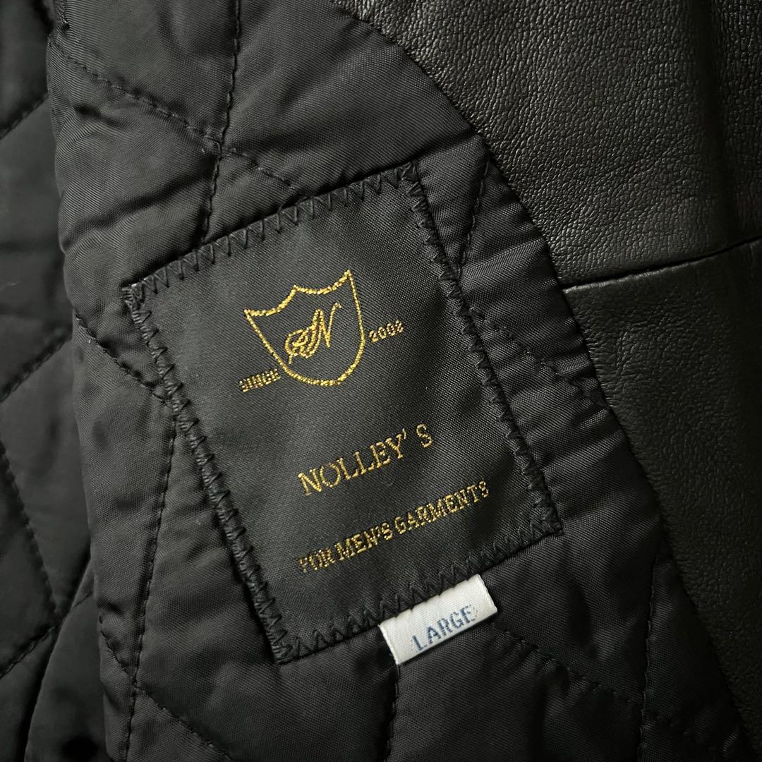 ノーリーズ レザージャケット 羊革 ブラック 黒 Wジップ L ラムレザー