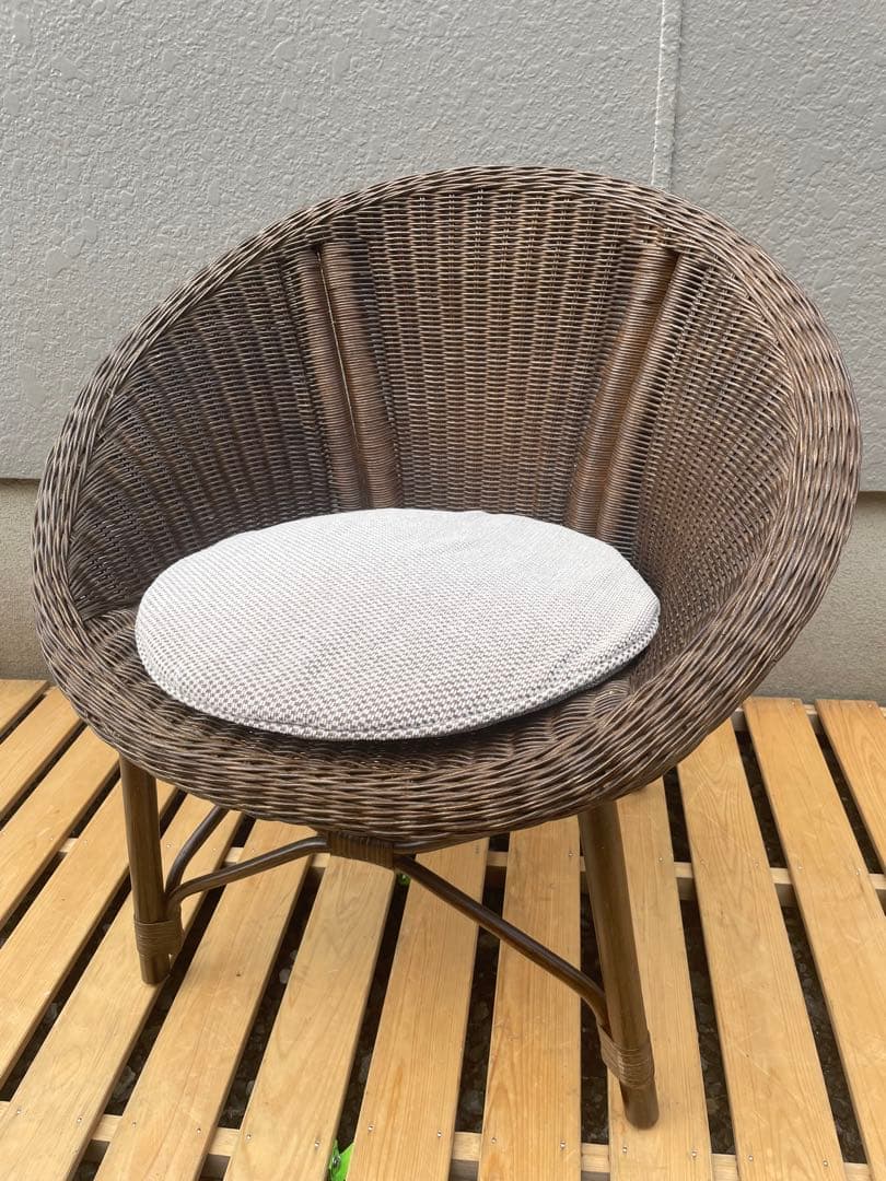 ②カザマ KAZAMA ラタン 丸型座椅子