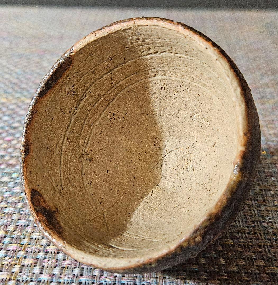 江戸時代　古信楽系　油揚げ手　ぐい呑　酒杯　盃　酒器　土もの　 古陶磁器