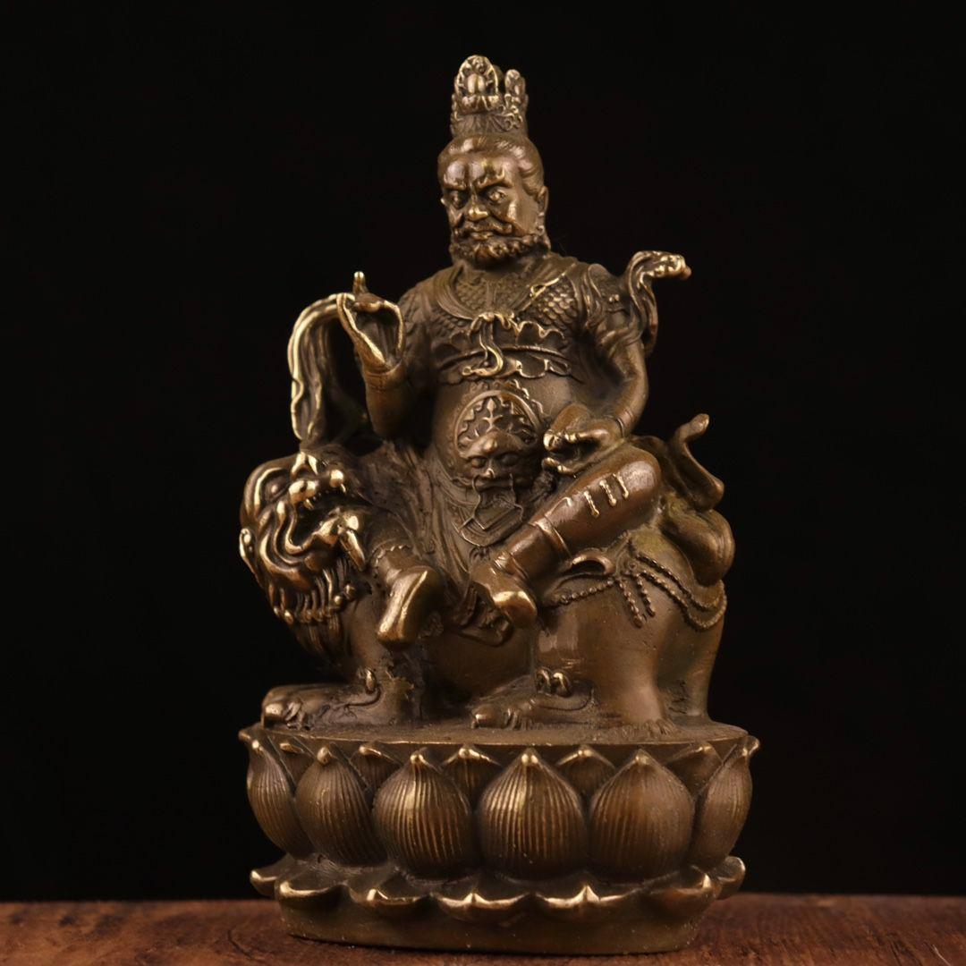 黄財神 騎瑞獣 仏像 工芸品 美術品 置物