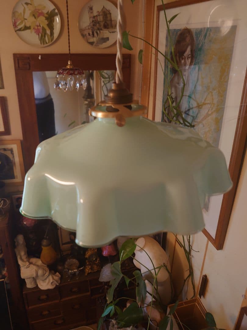 フランス1910s'ヴァセリン(ウラン)ペンダント シーリングランプ