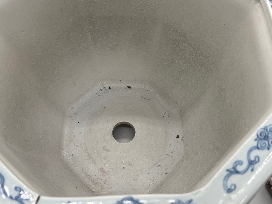 中国　清時代　染付花卉紋　八角鉢　アンティーク　送料込み260118