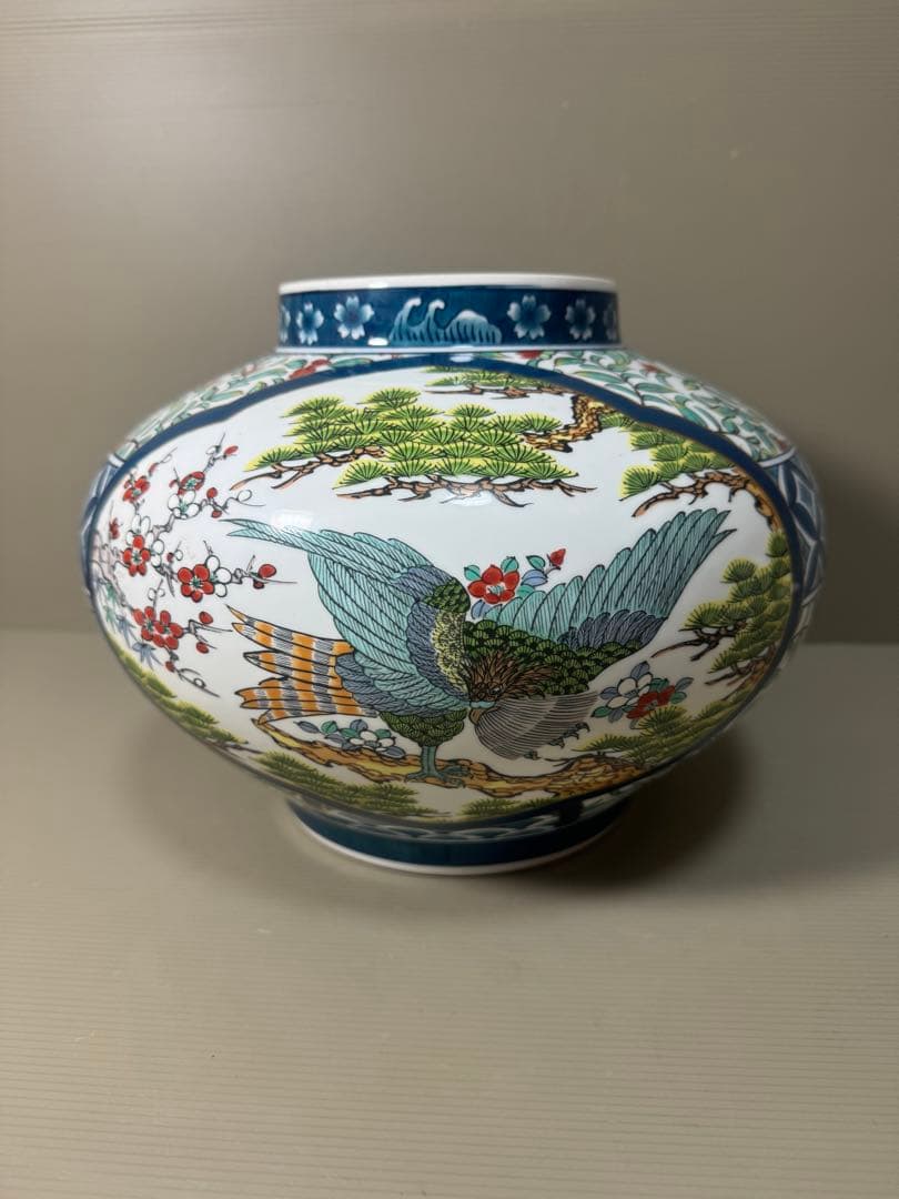 2189 金龍窯　博山作　花鳥　花瓶