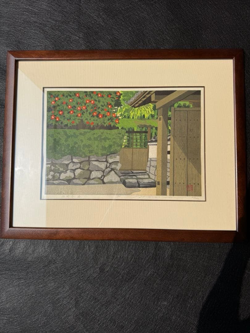 真作■木版画■井堂雅夫■『銀閣寺 椿』■希少限定・本人サイン有り■シリアルNo.