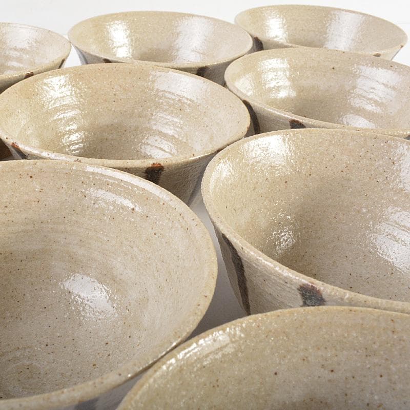 煎茶道具　瀬戸焼　陣出窯　澤田酔云作　線文　湯呑　十客　共箱　C　R7149