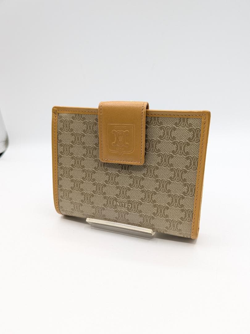 良品✨ セリーヌ ２つ折り財布 マカダム PVC ベージュ 0LN