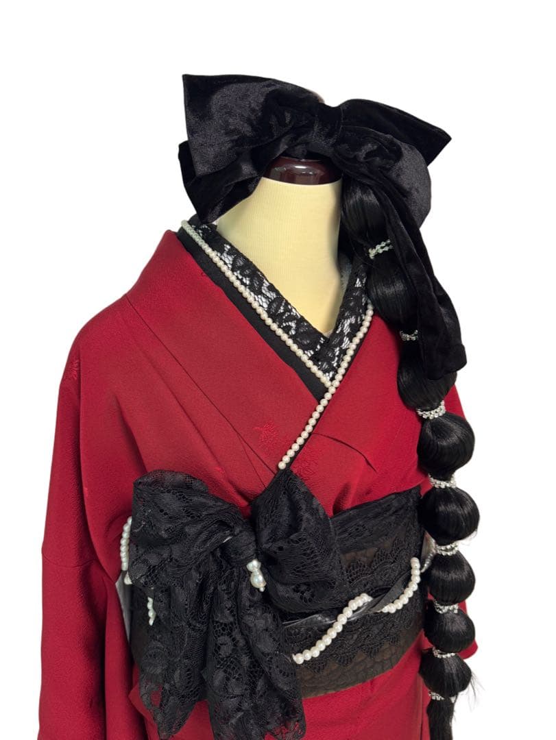 【ワインレッド振袖】無地振袖フルセット