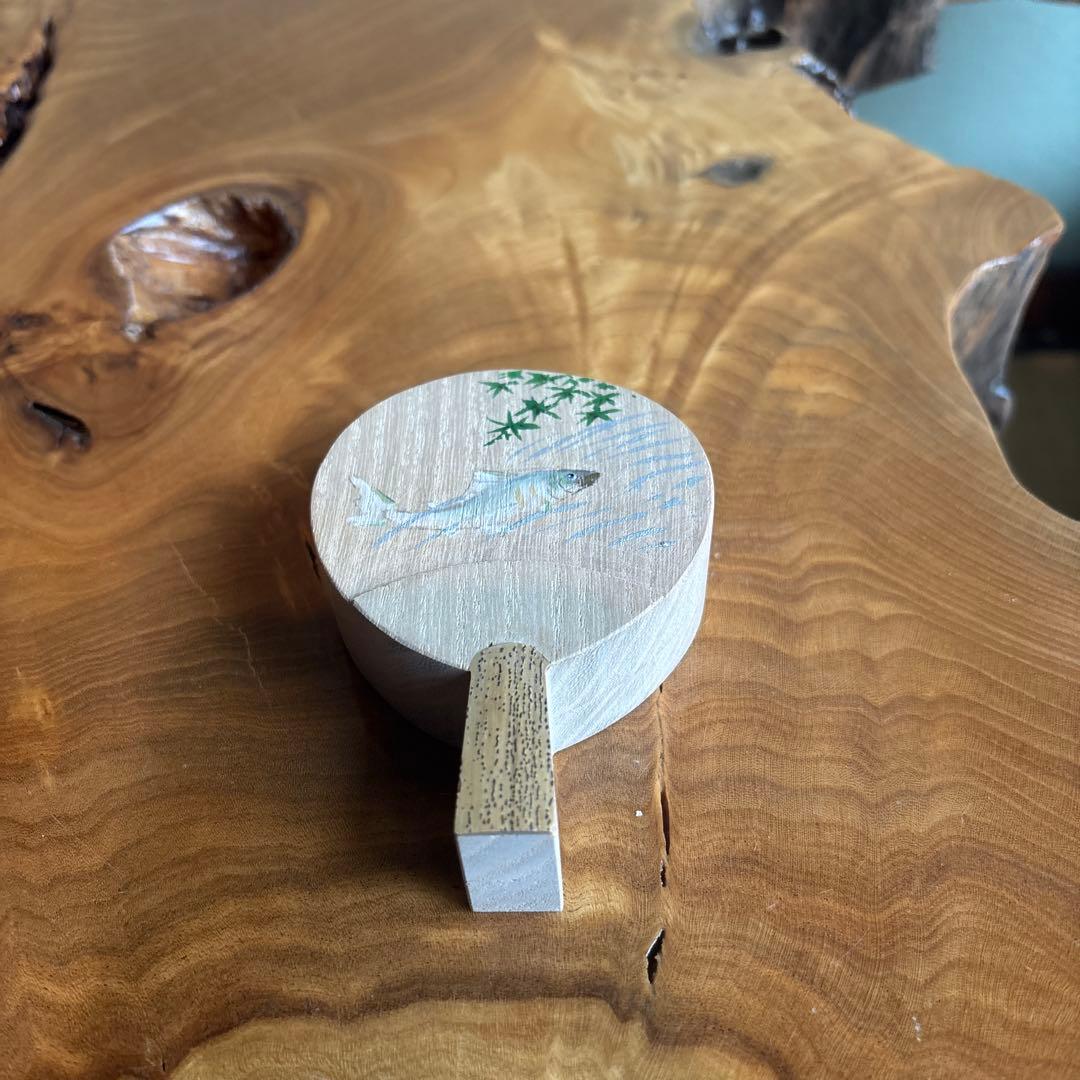 香合 田原一斉造 青楓に鮎文 団扇香合 茶道具 共箱