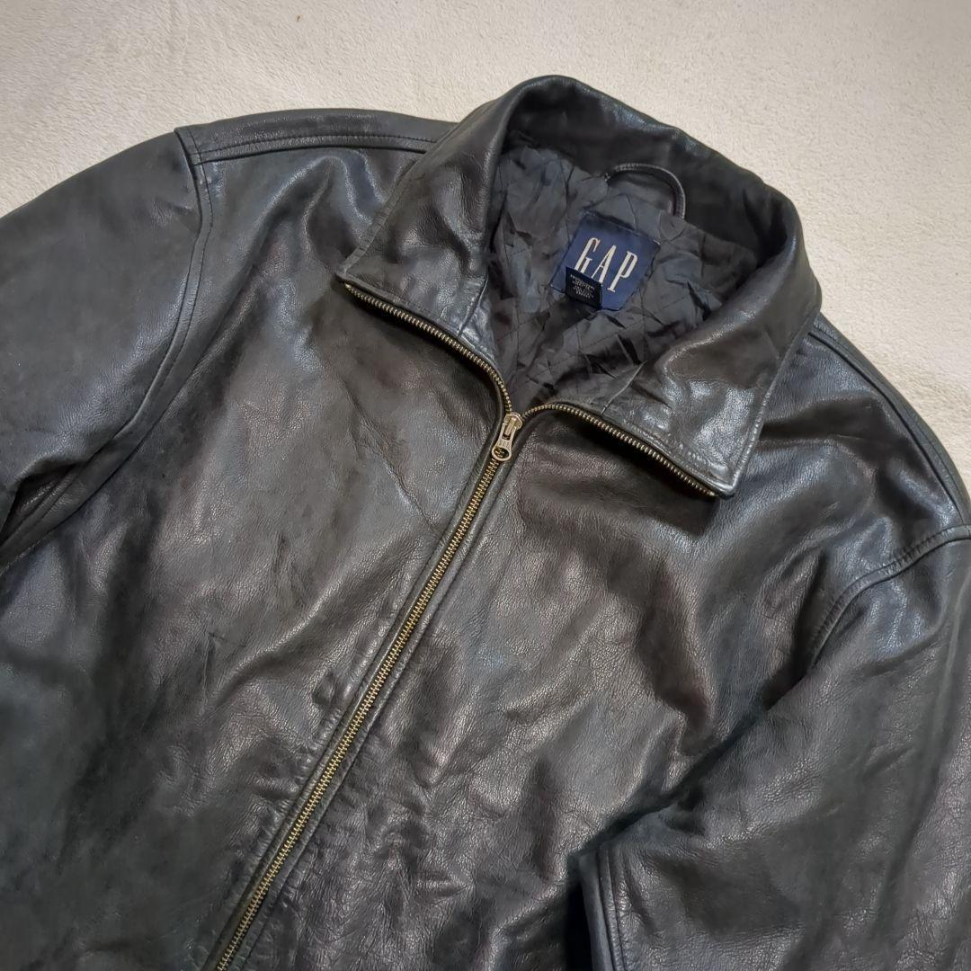 美品 オールドギャップ 牛革 レザージャケット フルジップ XLサイズ ブラック