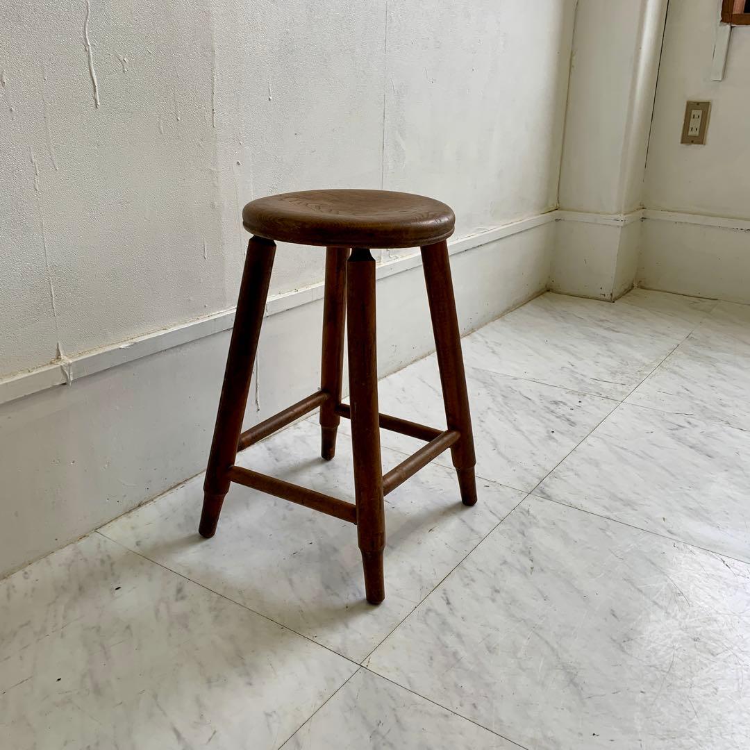 レトロな丸スツール 木製シンプルスツール 昭和レトロ