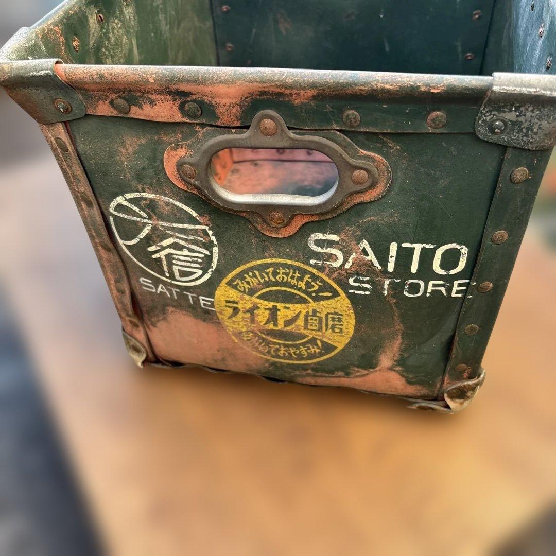 昭和レトロ　ぼて箱　ライオン歯磨　希少　ボテ箱　道具入れ　ビンテージ