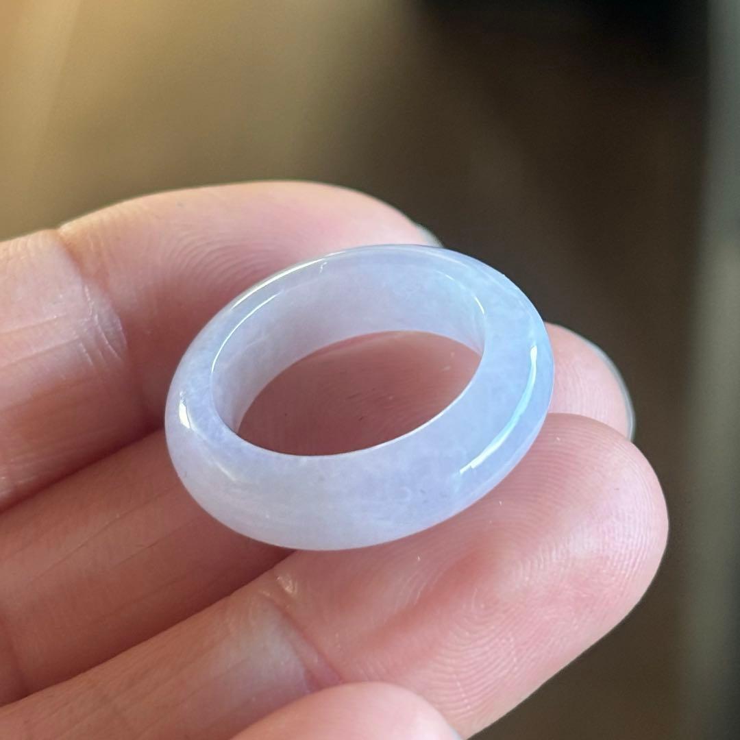 ミャンマー産 天然本翡翠　氷種　ラベンダー色 くり抜きリング　8号