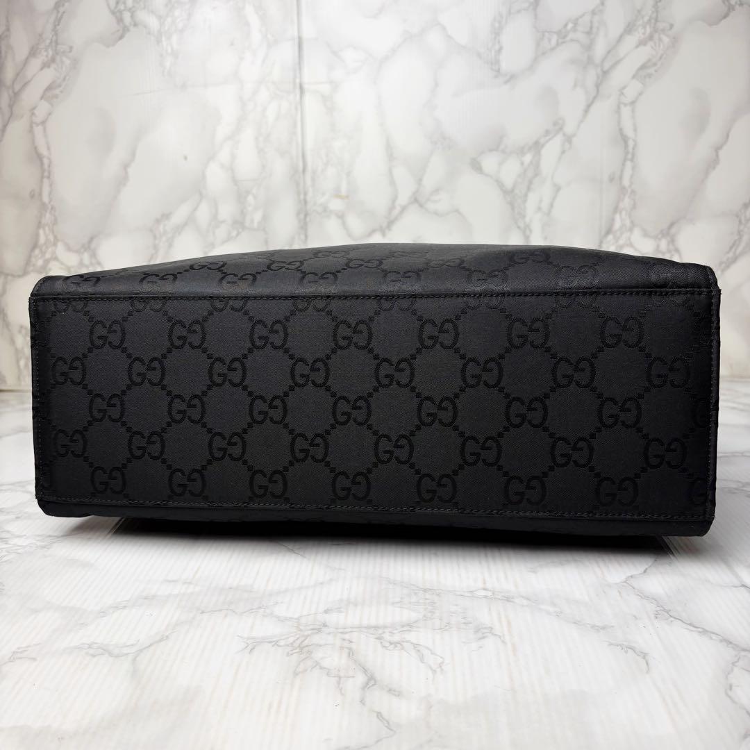 031 美品 GUCCI バンブー ハンドバッグ GG柄 黒 yu6