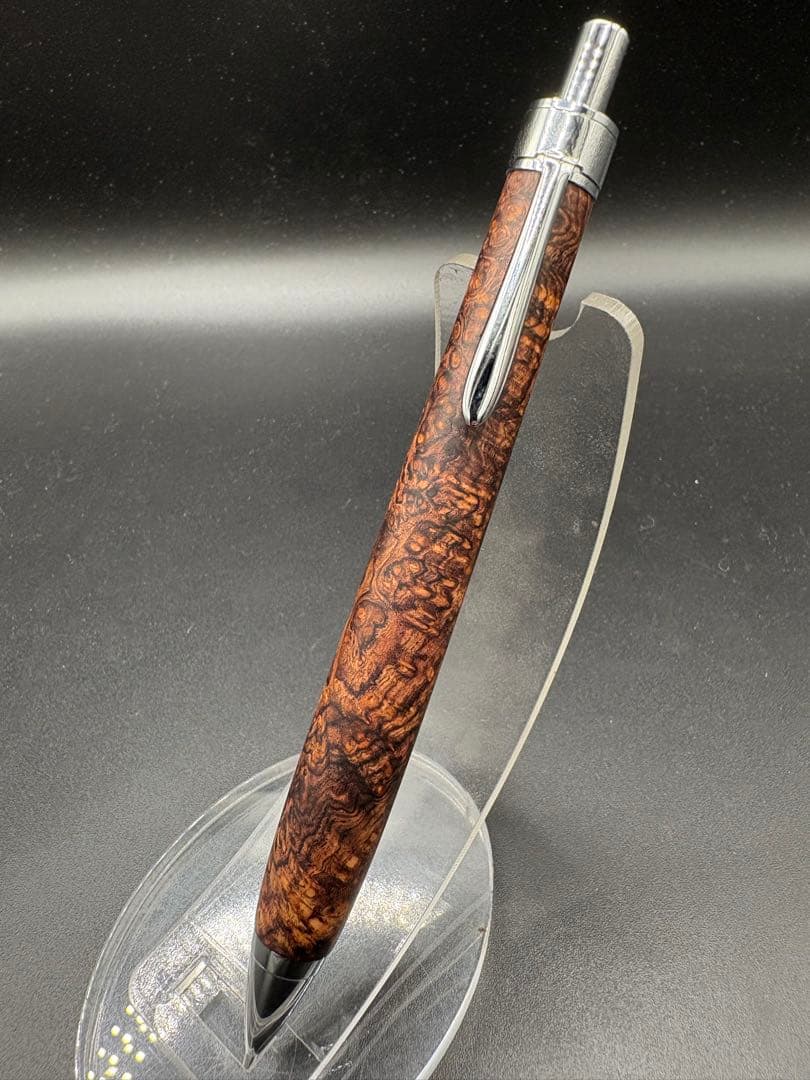 495極上　ホンジュラスローズウッド　瘤杢　木軸シャーペン　ボールペン