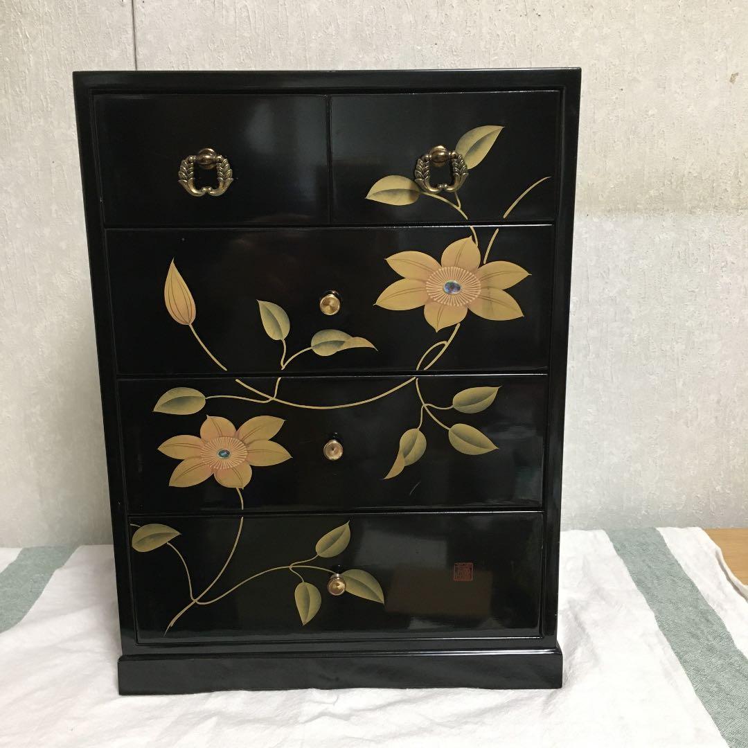 本金手描蒔絵 会津塗 鉄仙 小箪笥