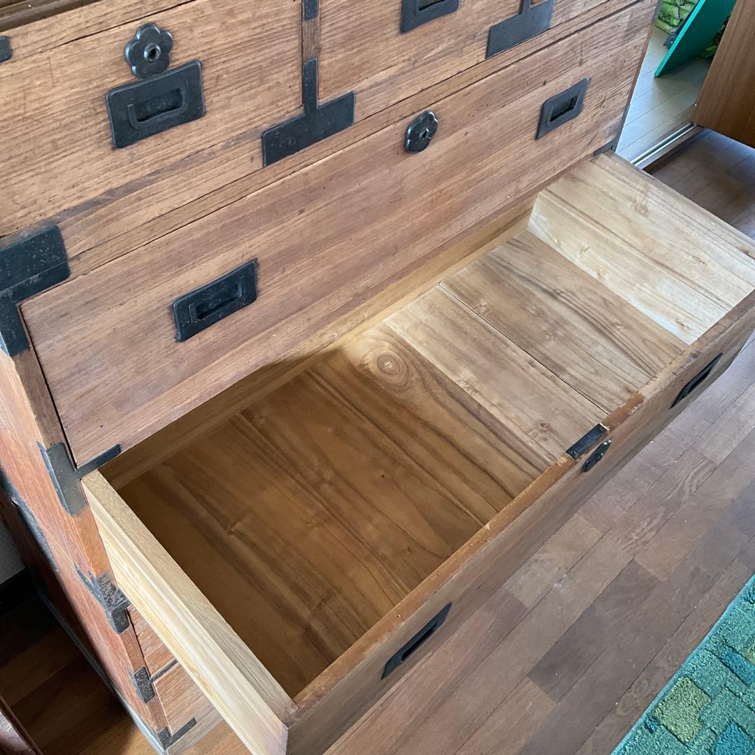 昭和家具　伝統的な和風木製タンス 6引き出し　⑥