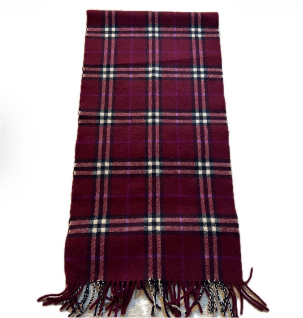 BURBERRY LONDON カシミヤマフラー 赤チェック