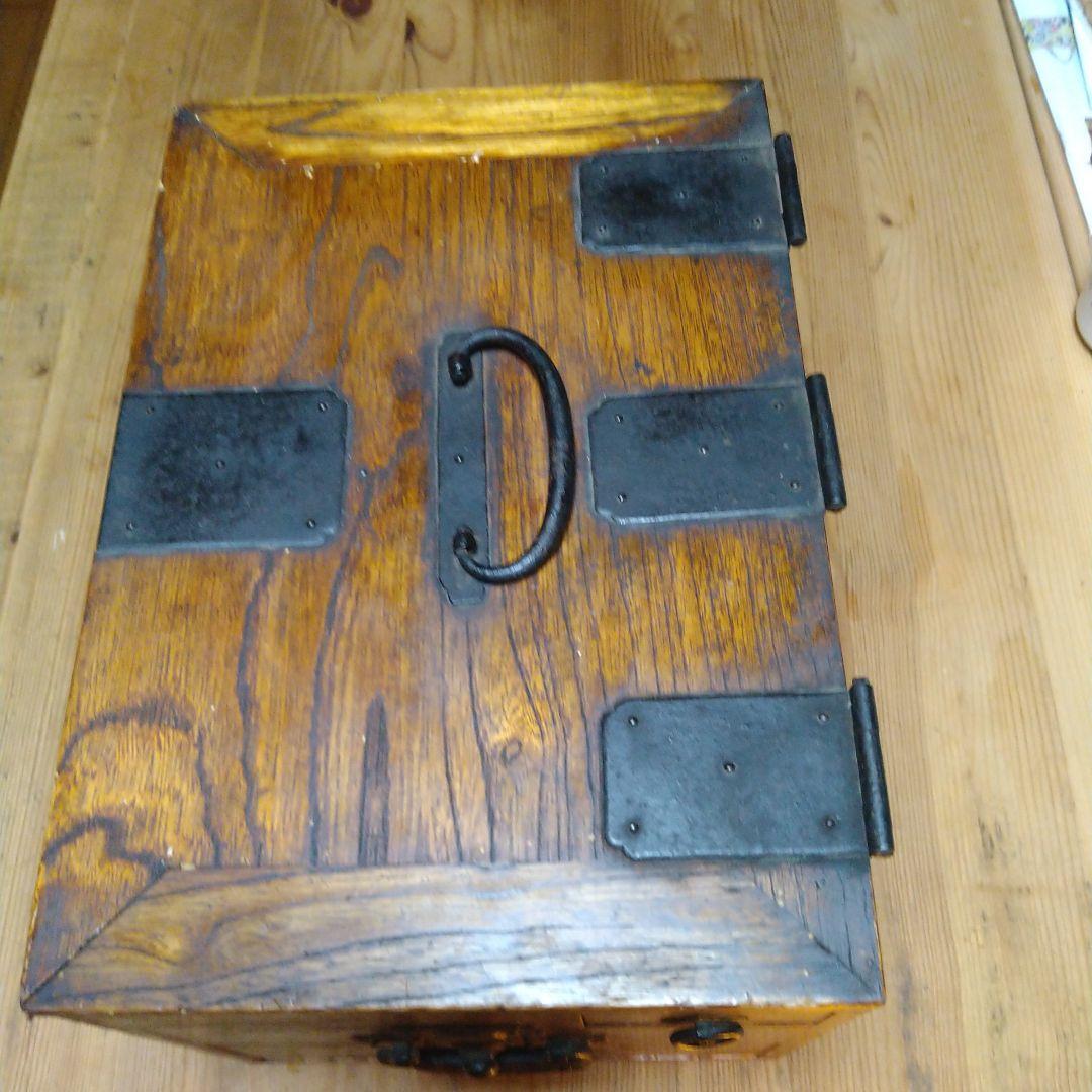 硯箱　欅　骨董