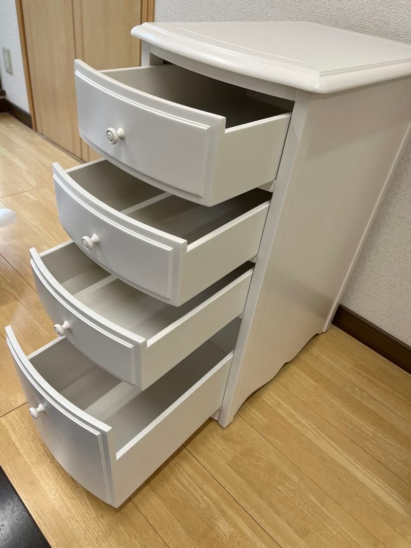 ②まとめ買い割引き価格引き出し4段キャビネットリリーホワイト