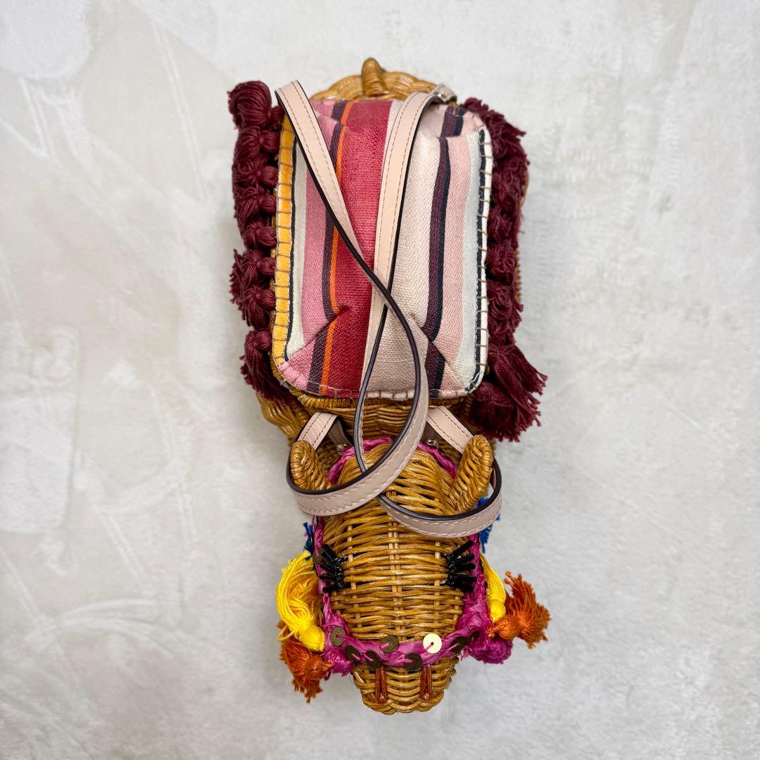 希少☆ ケイトスペード　ラクダ　ハンドバッグ　ラタン　カゴバッグ　マルチカラー