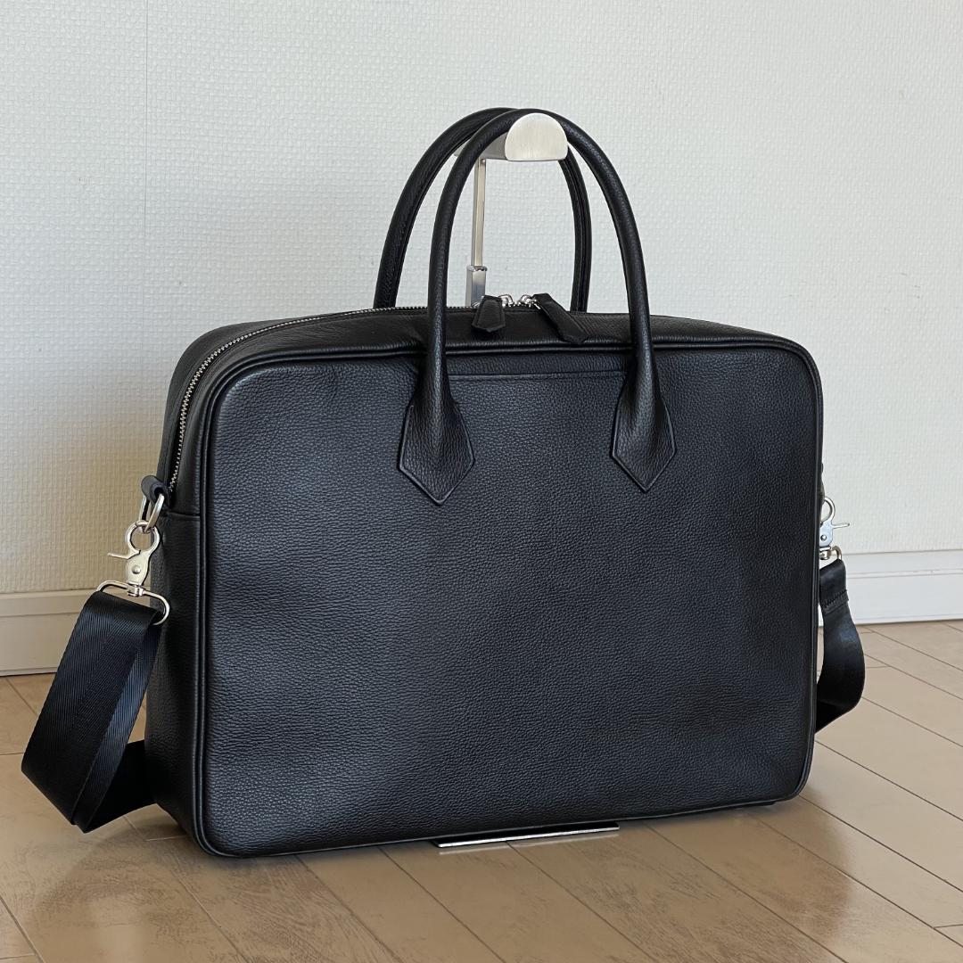 【美品・定価85,800円】hinn エンボスレザー ビジネスバッグ(オマケ付)