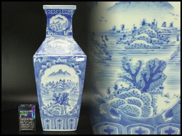 中国美術 窓絵 古い花瓶(ZE512)