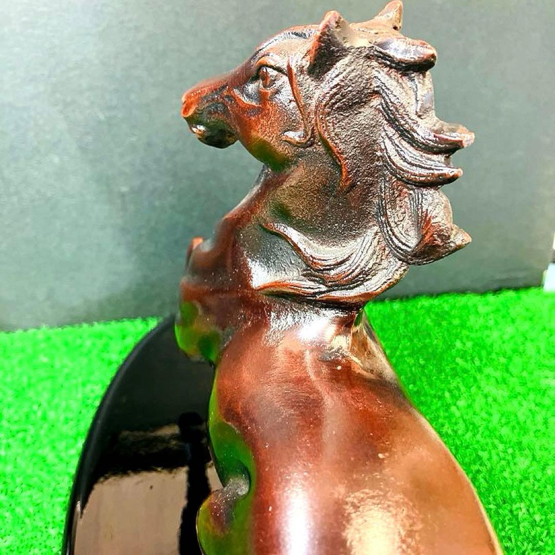 【重厚1.4kg】昭和レトロ 鉄製 躍動馬 ブロンズ調 飾馬 鋳物 文鎮