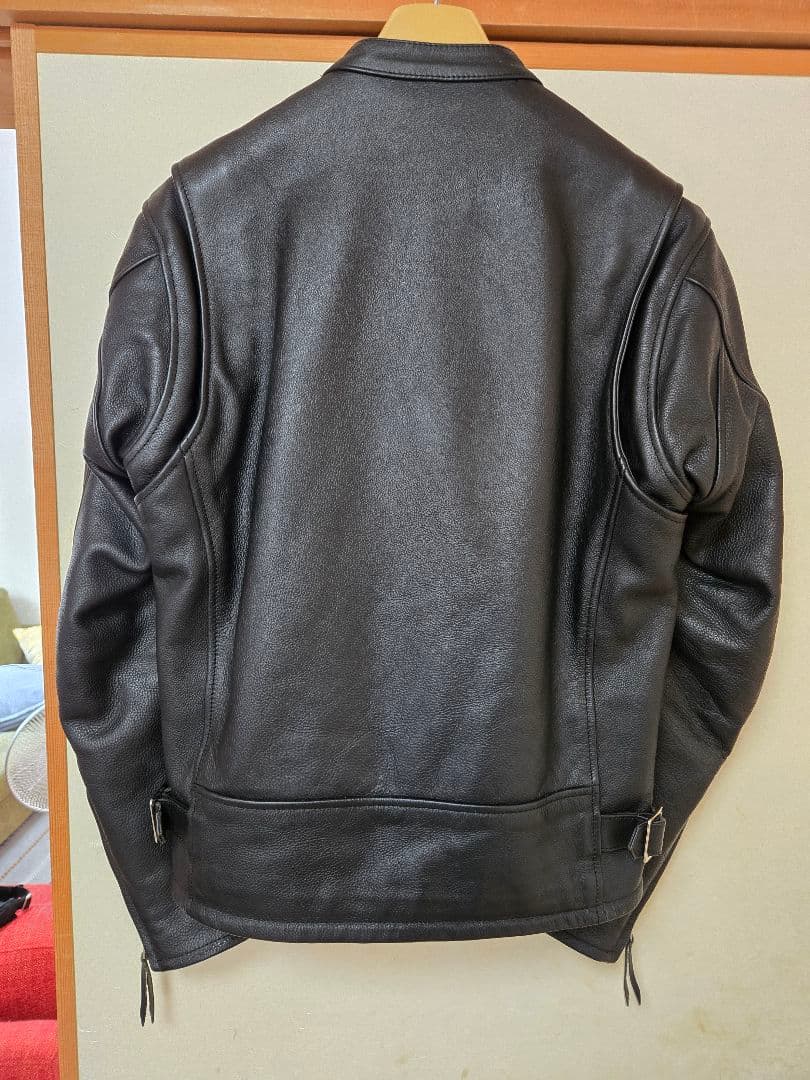 値下げ、カドヤ　EURUS　黒 レザー シングルライダースジャケット　Lサイズ