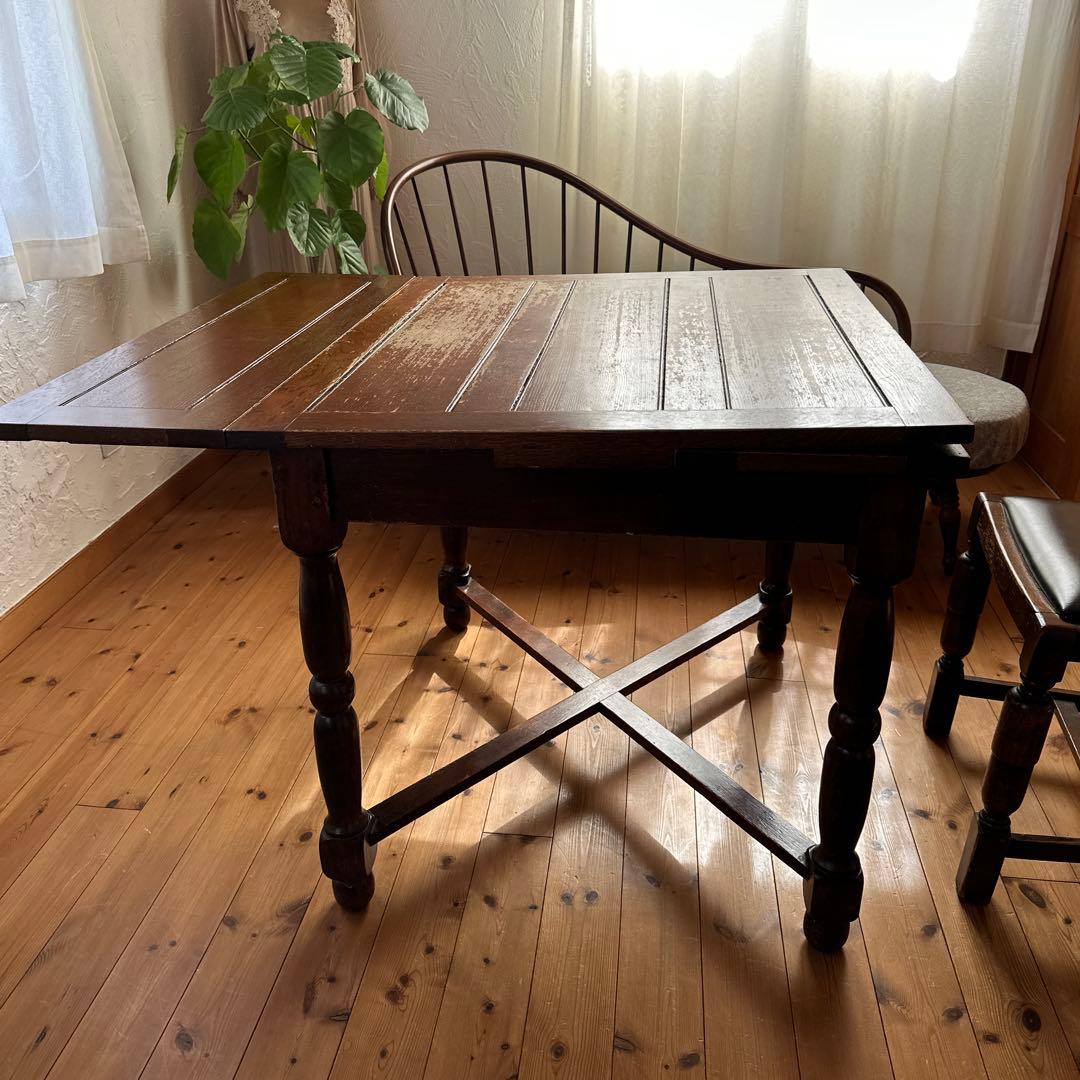 ロイズアンティーク木製エクステンションテーブル ダークブラウン