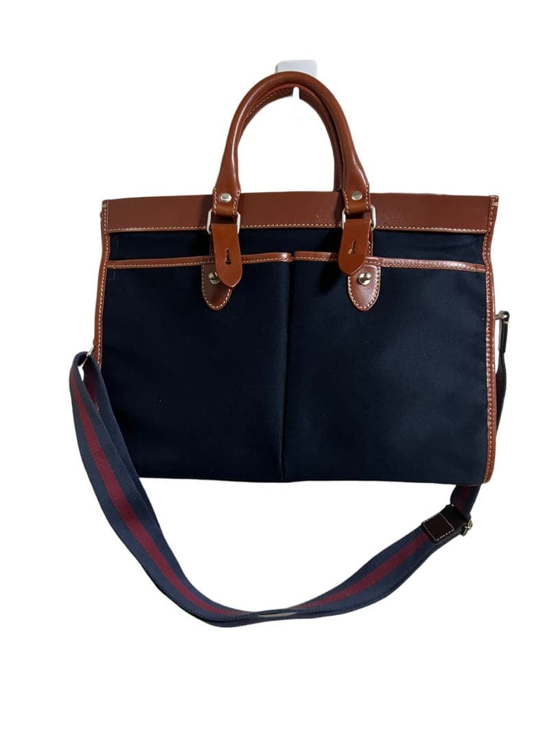 未使用級 ステファノマーノ ビジネスバッグ 2way ナイロン レザー ブルー