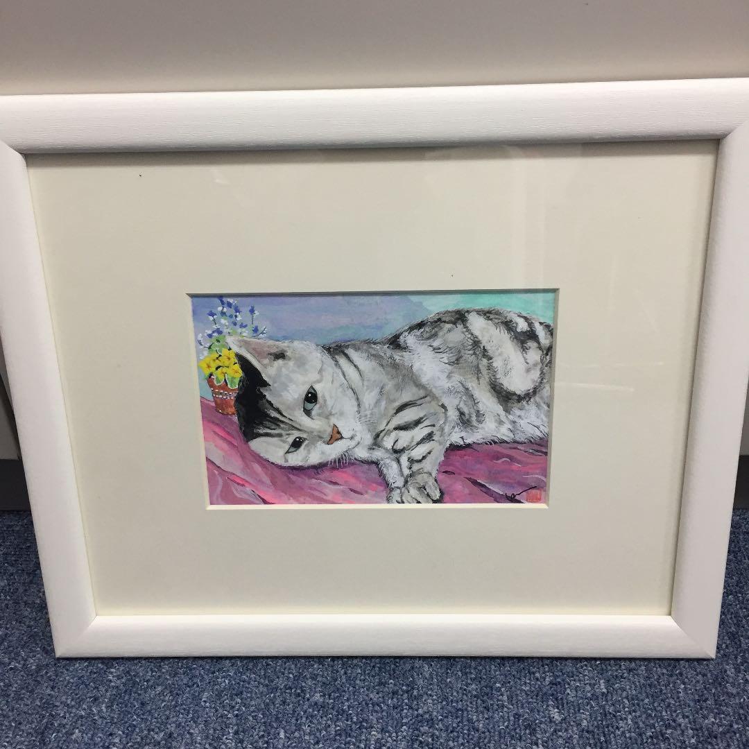 ★ペットのイラスト オーダーメイド作品 アクリル画 額付
