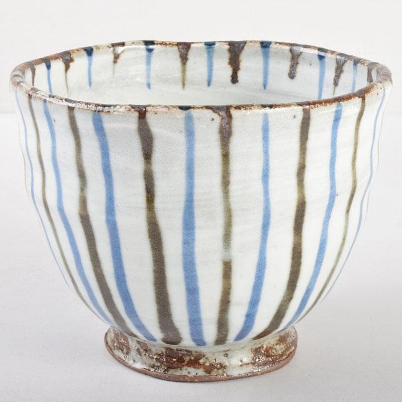 茶道具　河井寛次郎作　糖白釉　土賊文碗　仕覆付　共箱　M　R4957