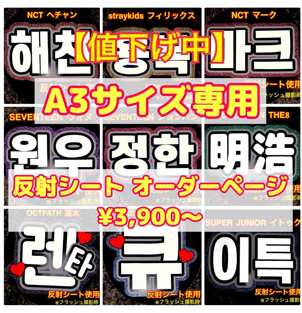 A3 サイズ　オーダー　反射シート使用　うちわ文字　文字パネル