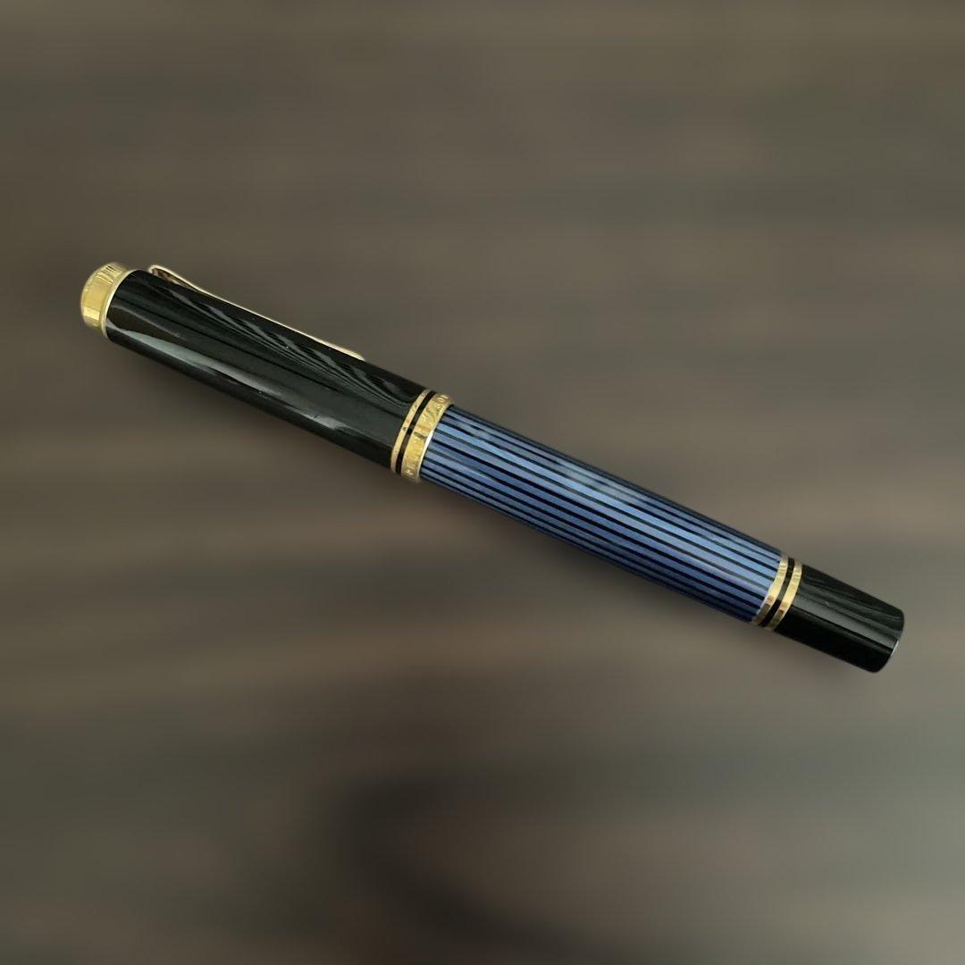 【美品】ペリカン 万年筆 スーベレーン M400 ブルー縞 字幅EF