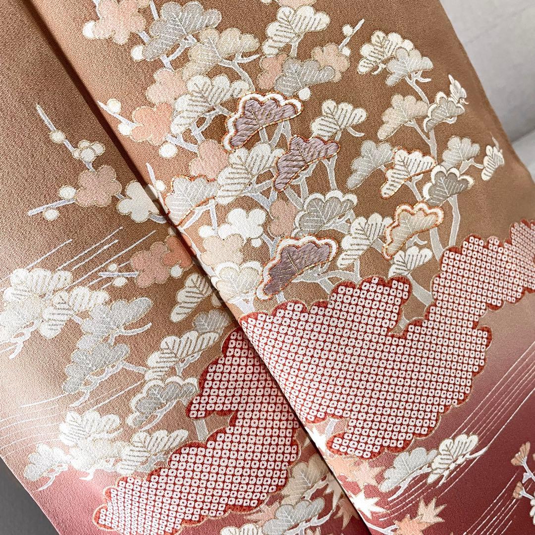 茶色 友禅 4点 フルセット 訪問着 入学式 卒業式 入園式 春 秋 冬