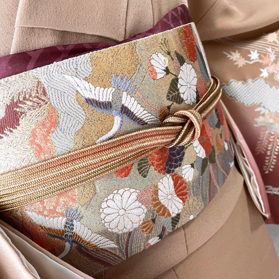 茶色 友禅 4点 フルセット 訪問着 入学式 卒業式 入園式 春 秋 冬