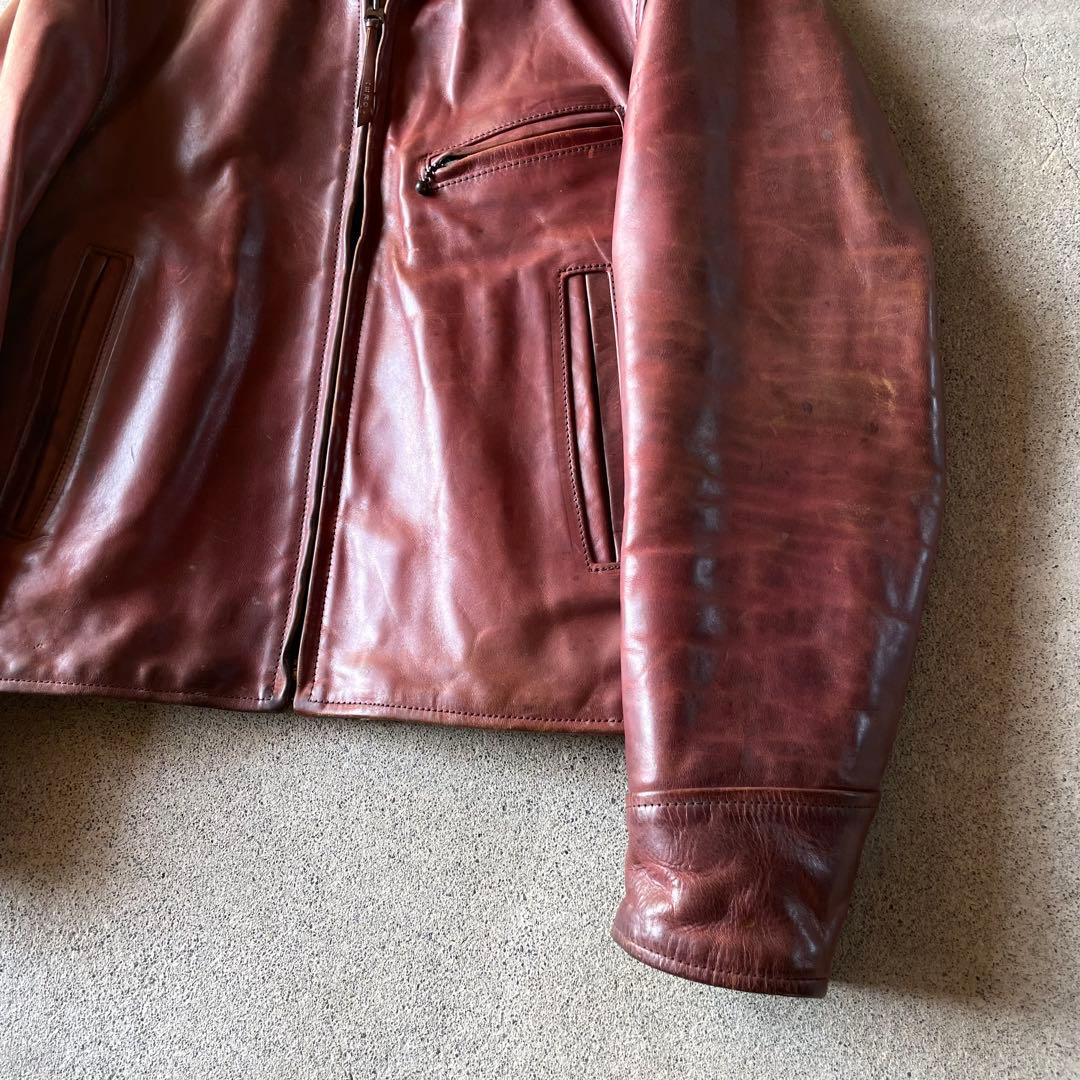 エアロレザー ハーフベルト ホースハイド レザージャケット ブラウン 34