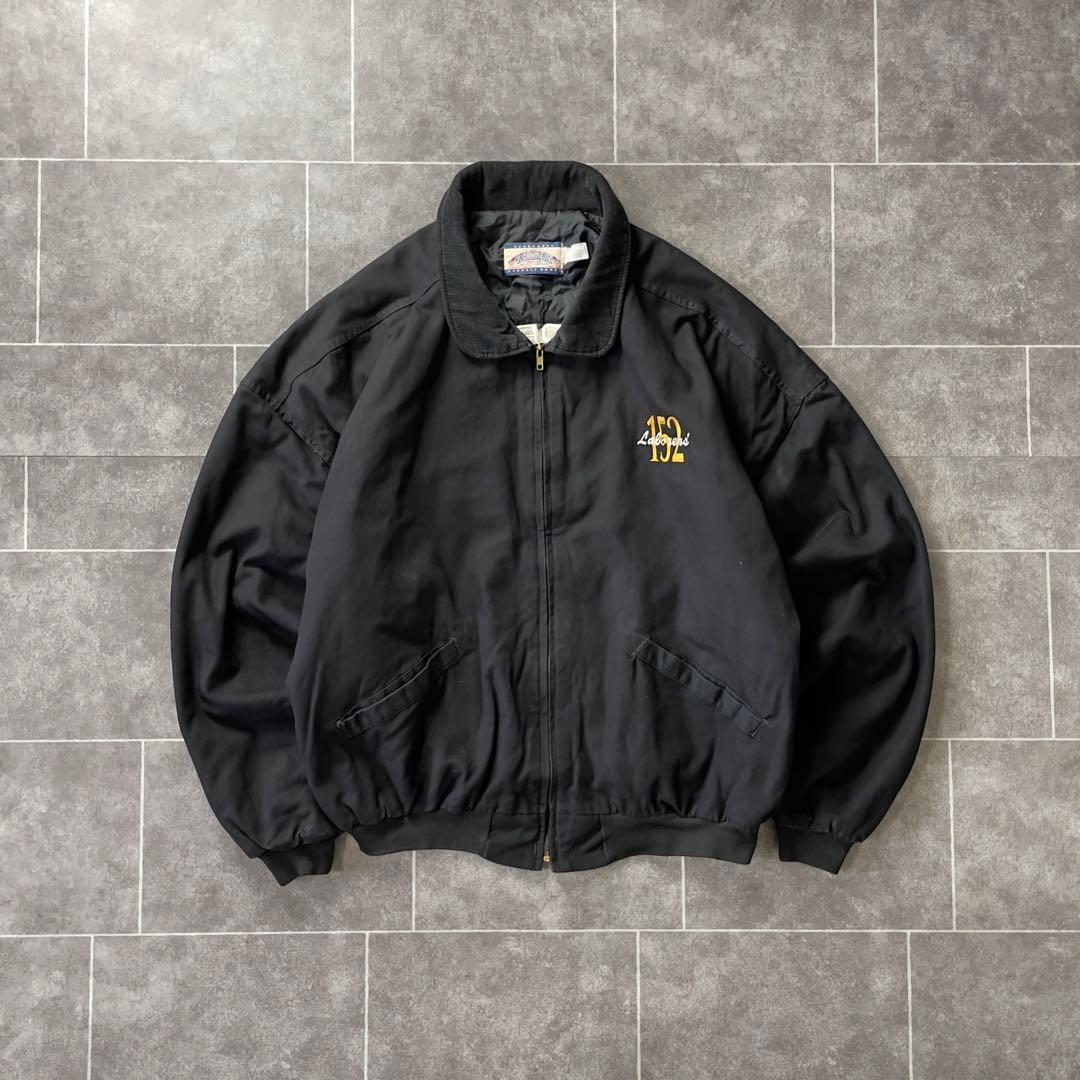 USA製 ダックワークブルゾン アクティブ ブラック 襟コーディロイ