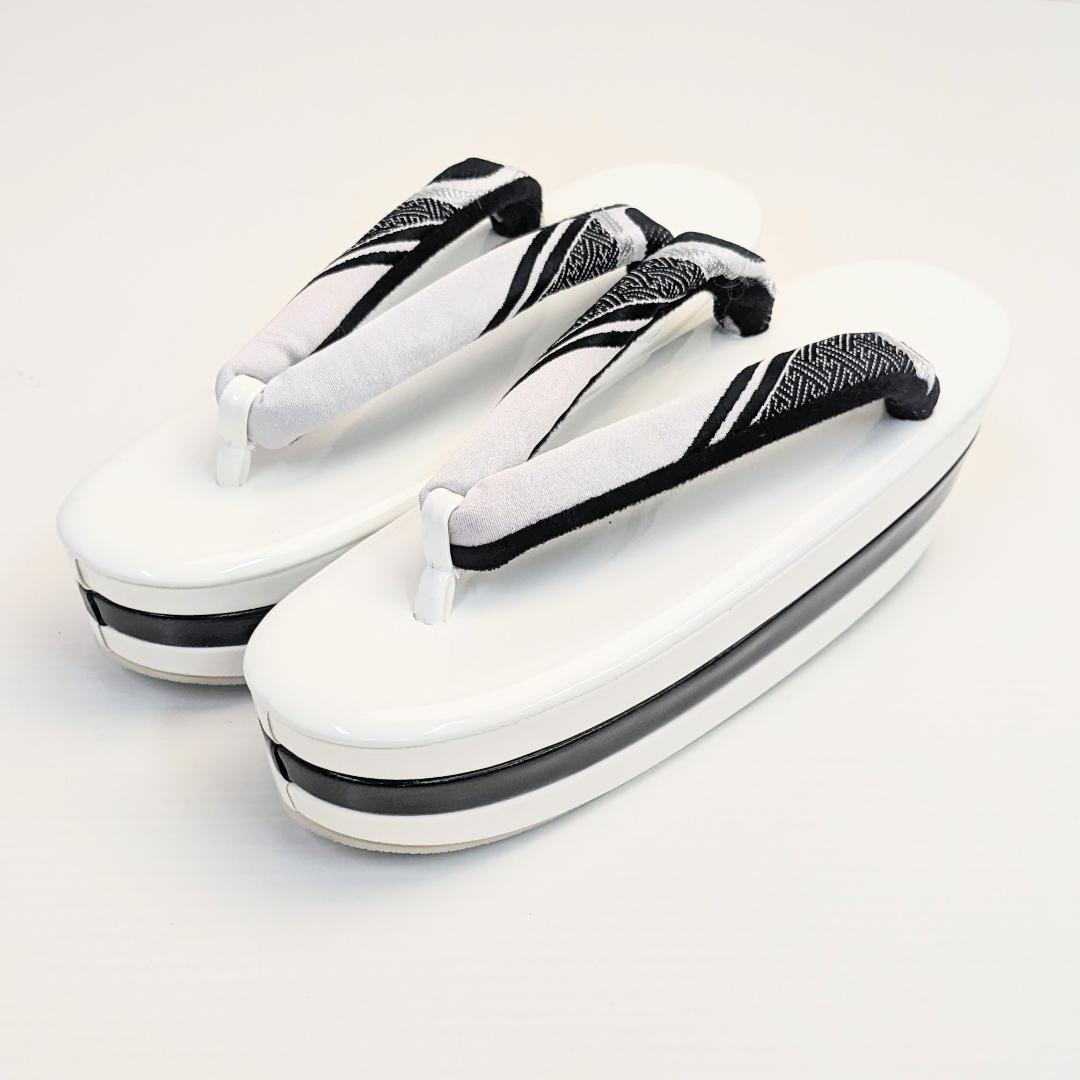 和装 草履バッグセット 帯地 梅 黒×白 3枚芯 フリーサイズ k19-8