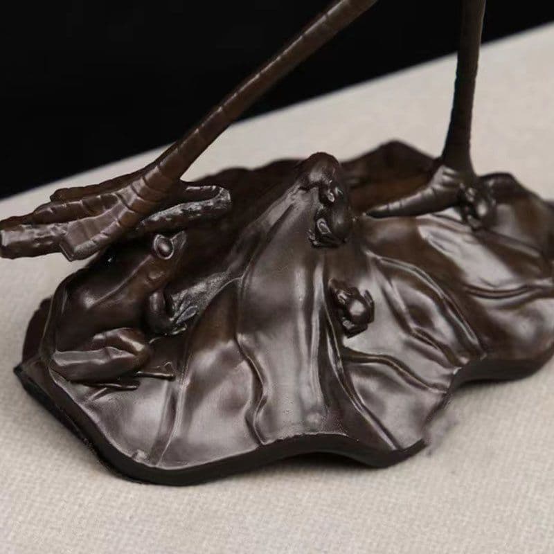 銅 細工 鶴蓮華薫製香炉 炉弔り 執務室 応接間 茶室 書斎薫香炉 工芸品 置物