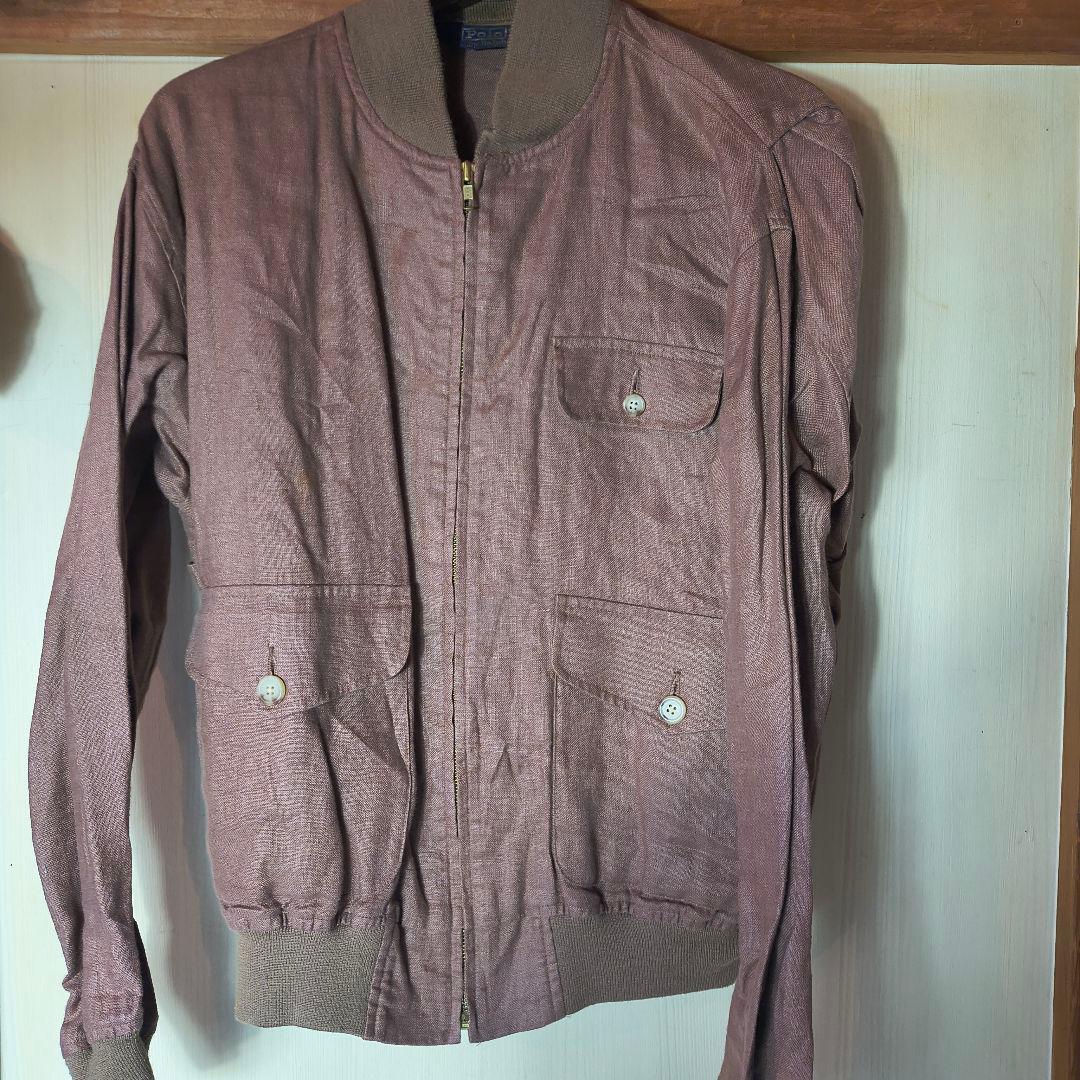 あ*ろ様 90s 香港製ラルフローレン　リネン　バルスター　ボンバー　ジャケット