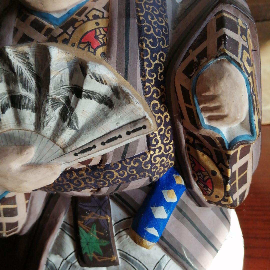 赤膚焼　市川銕琅　源義経　安宅人形　24.5cm