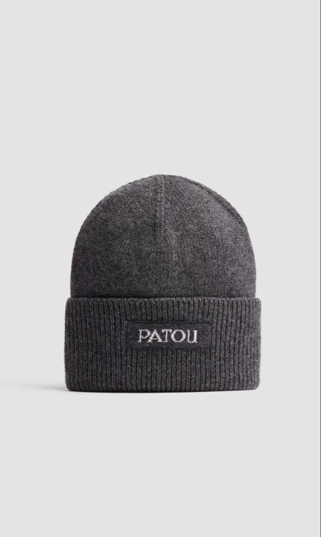 PATOU グレー ニット帽 ウール・カシミヤ