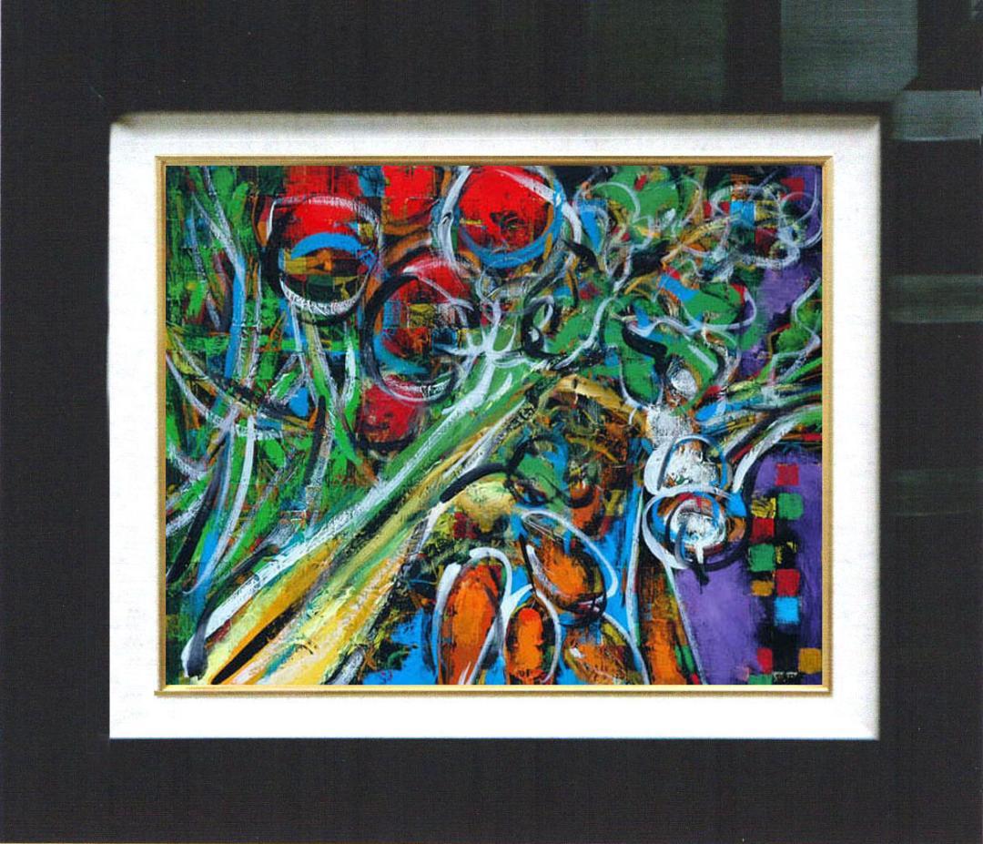 油絵 菅家令子 絵 絵画 インテリア 額付(黒) uF6-061004 野菜果物