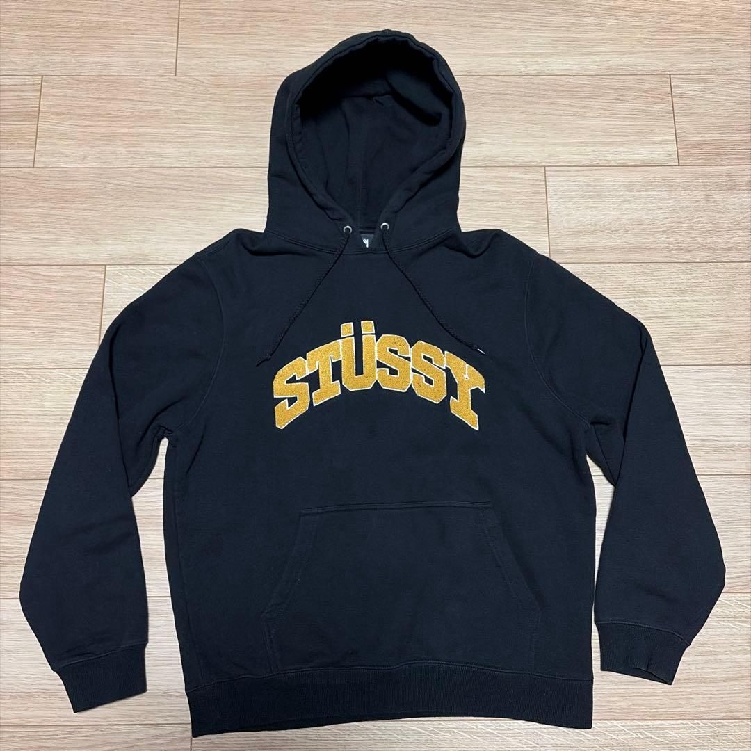 専用　Stüssy ステューシー パイルロゴ アーチロゴ パーカー ブラック