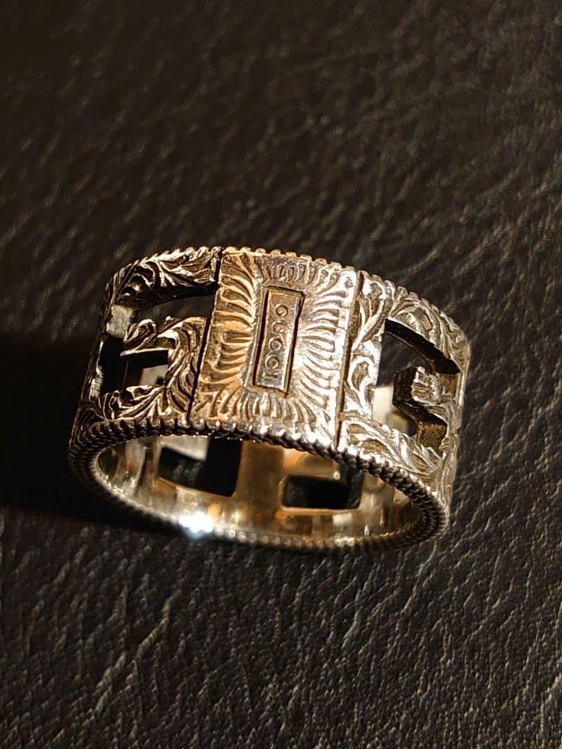 GUCCI グッチ スクエアG アラベスク ワイド リング 18号